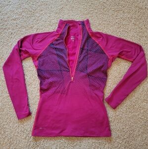 Nike Pro Fitted Quarter Zip Long Sleeve Shirt Rare Pink & Blue Size Medium
